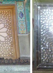 درب طرح چوب بی رنگ و رنگ شده